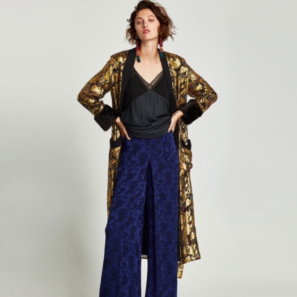 ZARA Small Bloggers FAV Silk Fur Kimono Robe - Picture 3 of 6